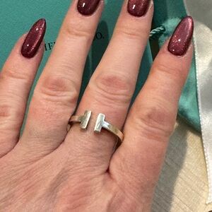 Tiffany & Co. Silver Open T Ring with Subtle Shine